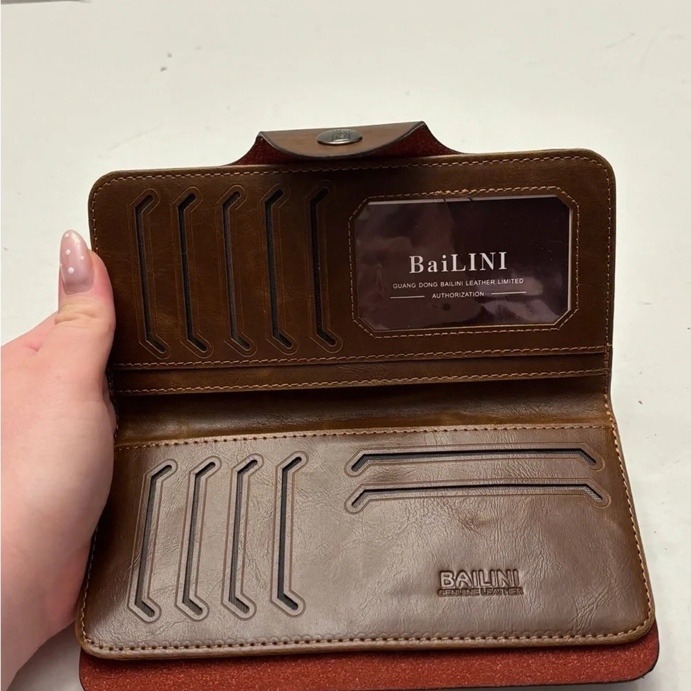 Western Cowboy Wallet BAILINI  Genuine Leather Hasp Snap 7.5”